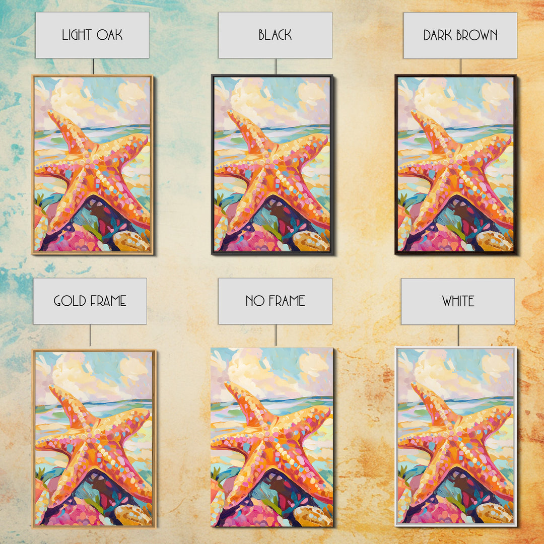 Bright Orange Starfish On Sunny Beach Wall Art, Coastal Canvas Print, Ocean Wall Decor, Beach House Gift, Tropical Art, Seaside Decor