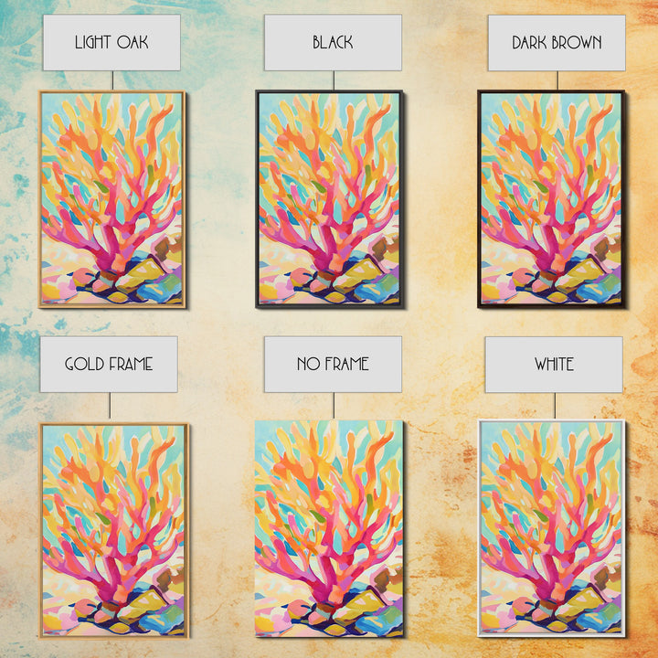 Vibrant Coral Reef In Pink And Gold Canvas Print, Coastal Wall Art, Ocean Life Decor, Tropical Beach House Art Print Gift