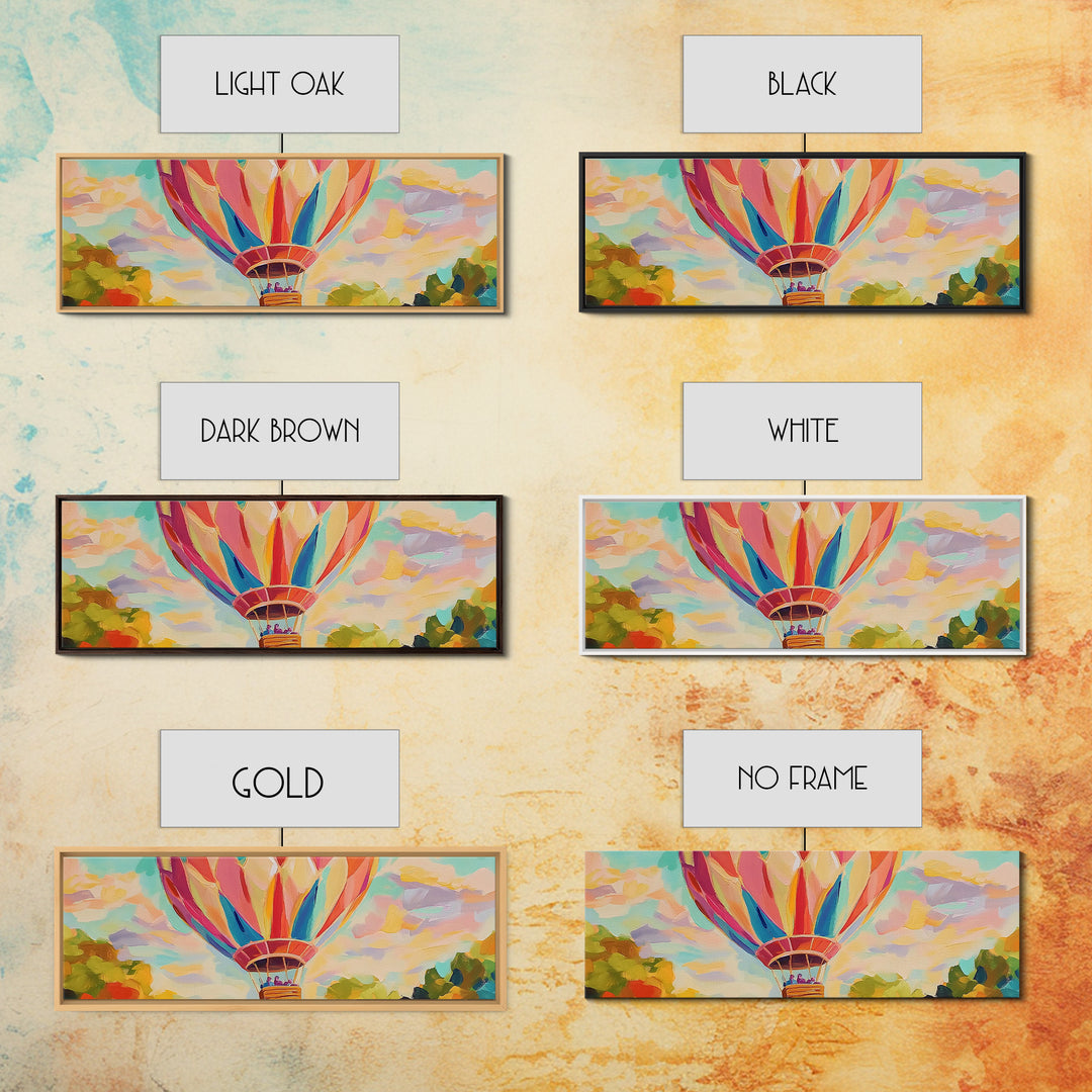 Pastel Hot Air Balloon Wall Art, Whimsical Landscape Painting, Nursery Decor, Kids Room Wall Decor, Framed Canvas Print Gift
