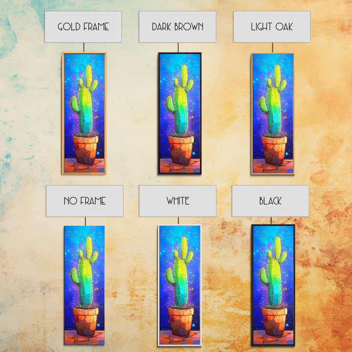 Vibrant Potted Cactus On Blue Wall Canvas Print, Desert Wall Art, Southwestern Decor, Botanical Home Decor, Cactus Lover Gift