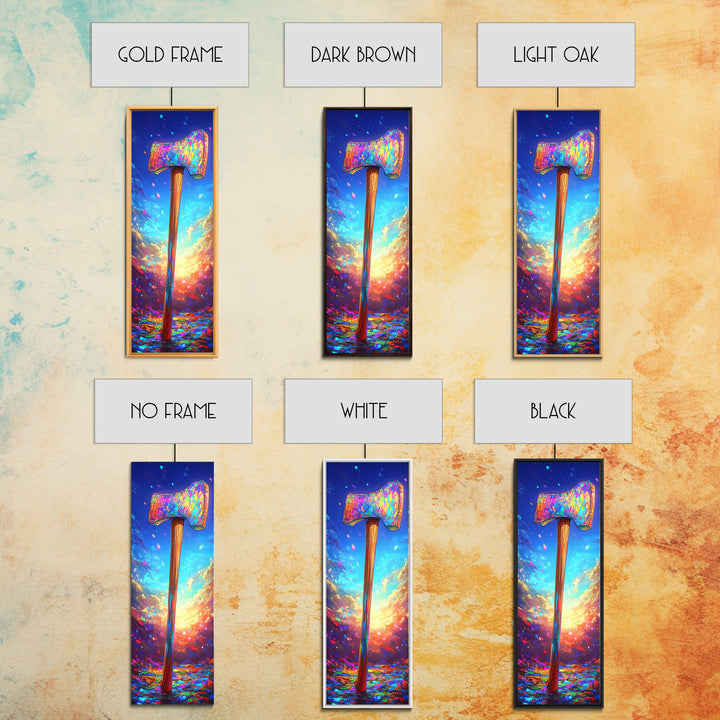 Vibrant Axe In Sunset Sky Canvas Print, Rustic Cabin Decor, Masculine Wall Art, Garage Decor, Gift For Him, Outdoor Adventure Home Decor