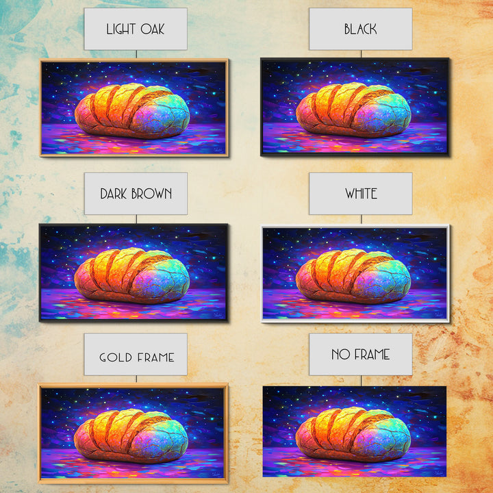Glowing Croissant Pastry Under Starry Sky Canvas Print, Bakery Wall Art, Kitchen Decor, French Patisserie Gift For Foodie