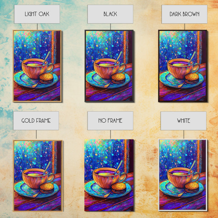 Cozy Tea Cup And Cookie Canvas Print, Coffee Shop Wall Art, Cafe Decor, Kitchen Wall Decor, Whimsical Foodie Gift For Dining Room Prints