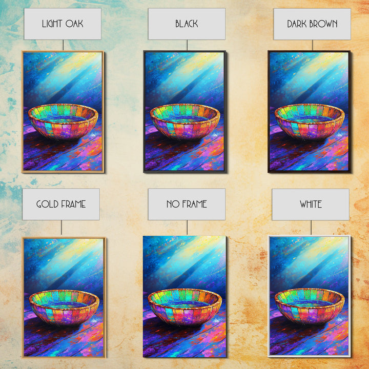 Rustic Rainbow Wooden Bowl Canvas Print, Colorful Kitchen Wall Art, Modern Farmhouse Decor, Wabi Sabi Art, Housewarming Gift