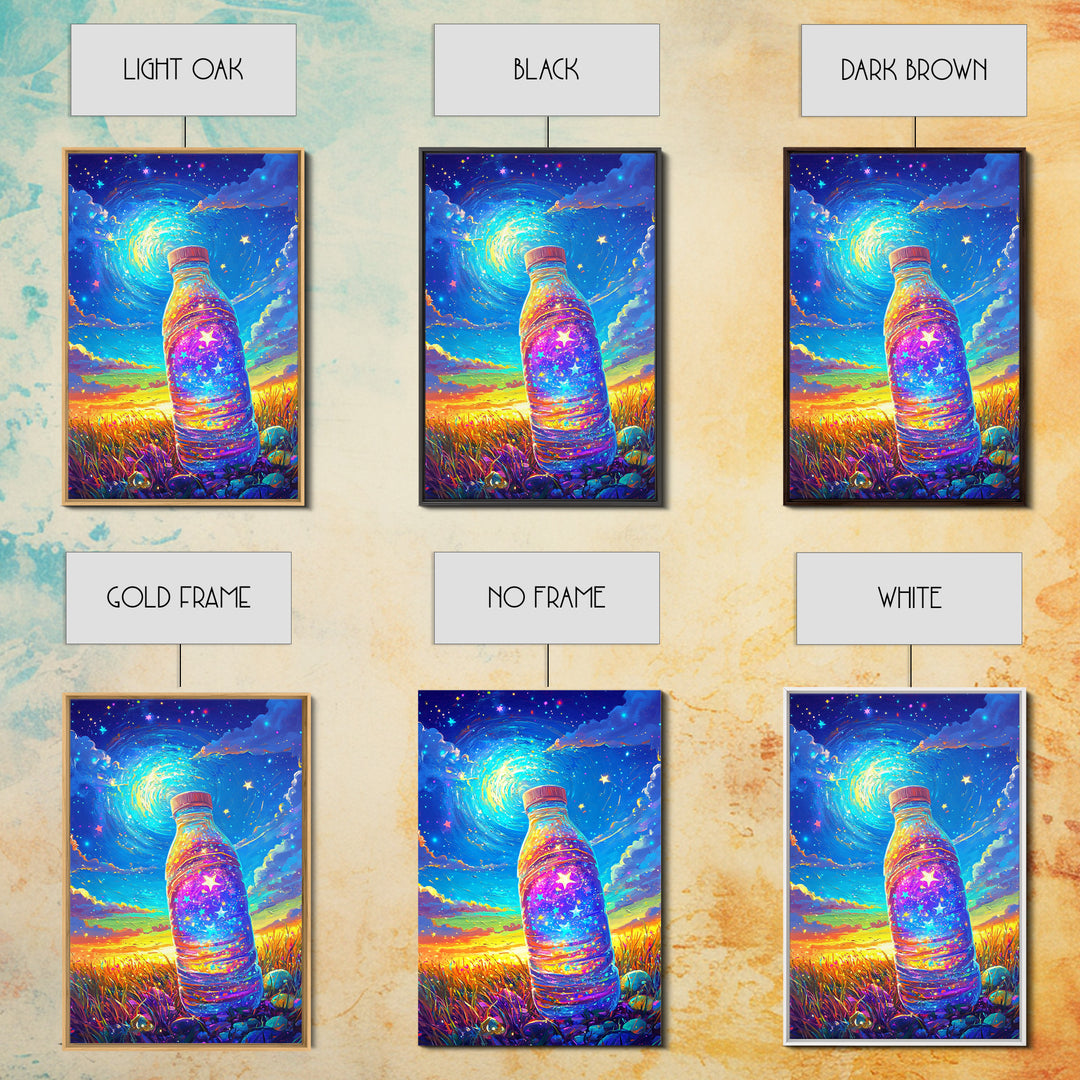 Starry Galaxy Bottle Wall Art, Whimsical Celestial Landscape, Colorful Nursery Decor, Kids Room Art, Magical Fantasy Print
