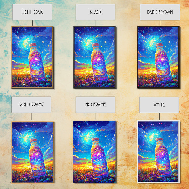 Starry Galaxy Bottle Wall Art, Whimsical Celestial Landscape, Colorful Nursery Decor, Kids Room Art, Magical Fantasy Print