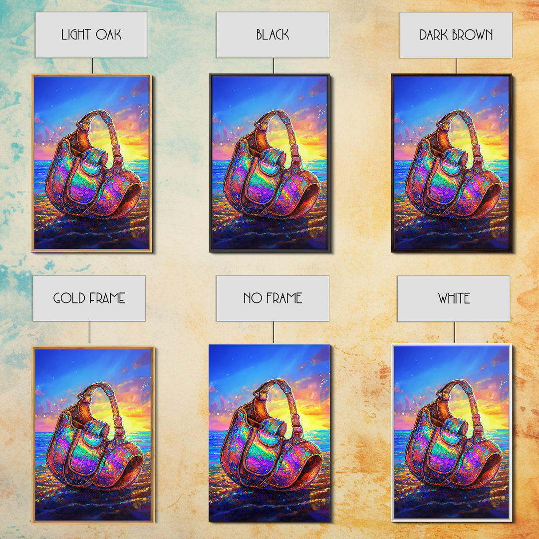 Iridescent Headphones On Sunset Beach Canvas Print, Music Studio Wall Art, Ocean Decor, Gamer Room Decor, Gift For Him, Art Gift