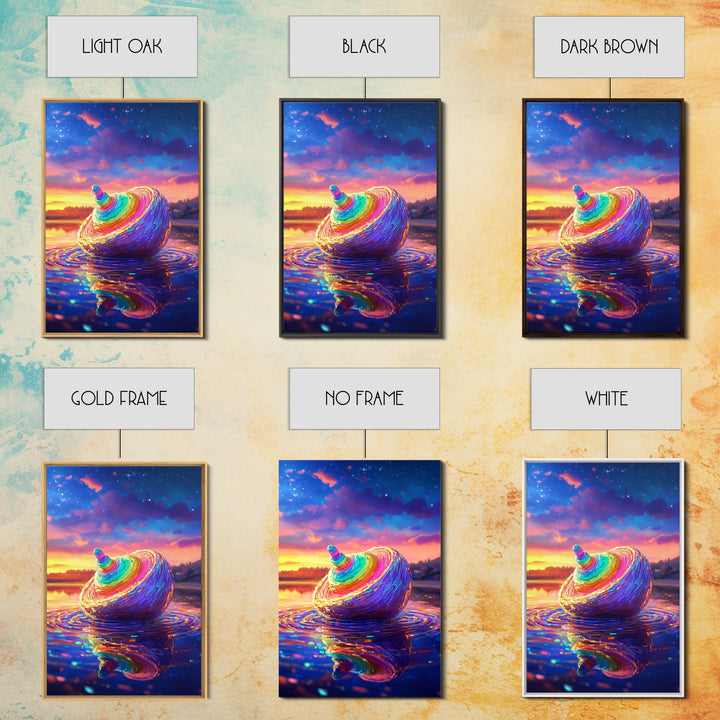 Rainbow Seashell At Sunset On Reflective Water Canvas Print, Coastal Wall Art, Beach House Decor, Ocean Art, Gift For Her