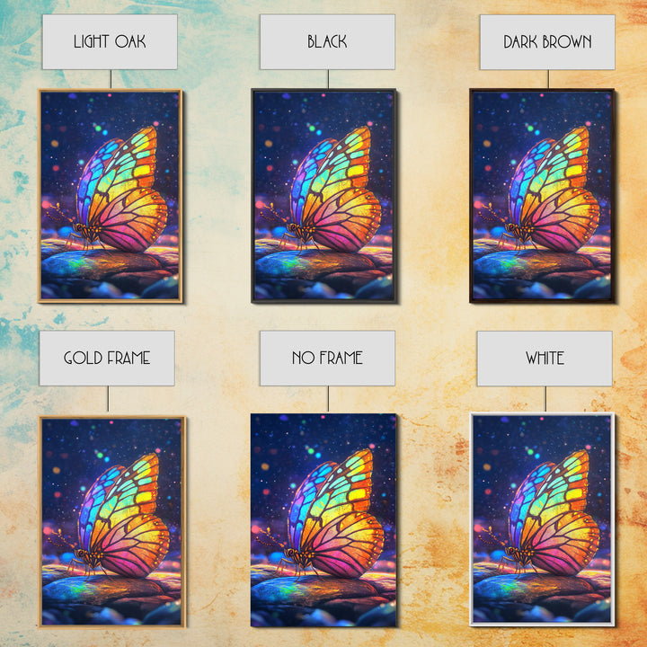Stained Glass Rainbow Butterfly Canvas Print, Colorful Wall Art, Whimsical Animal Art, Nature Inspired Home Decor Unique Gift