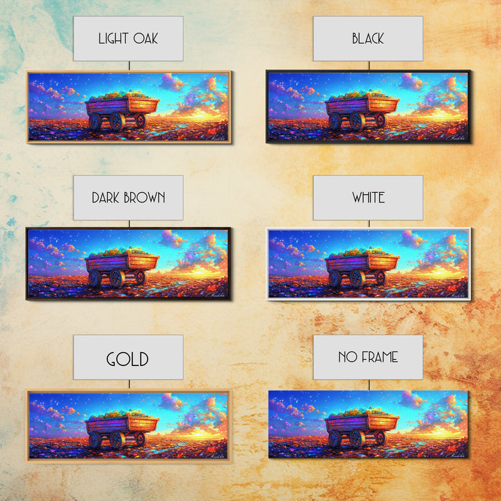 Rustic Wooden Wagon At Sunset Canvas Print, Colorful Country Landscape Art, Farmhouse Wall Decor And Housewarming Gift Idea