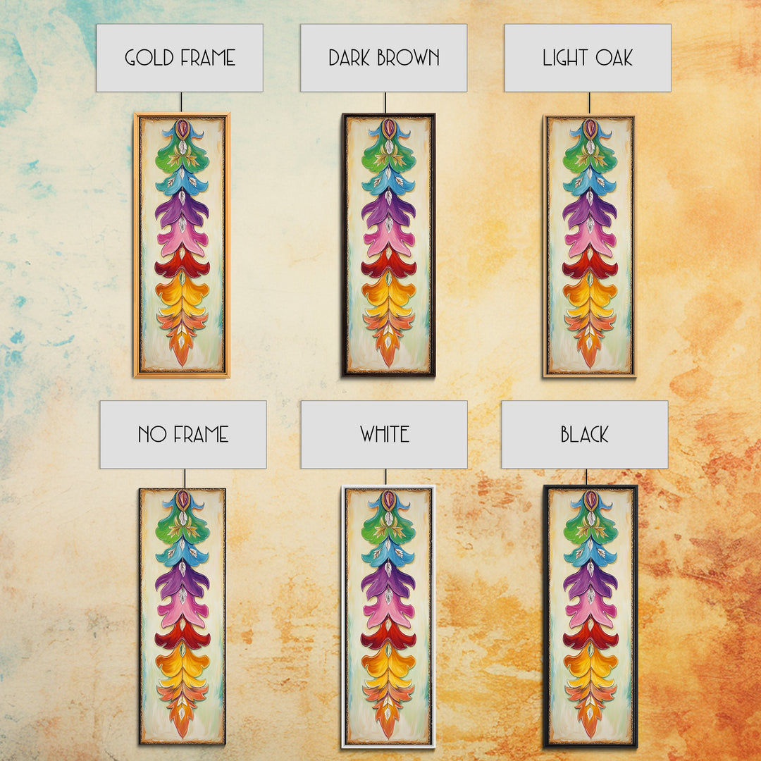 Colorful Layered Feather Wall Art, Western Boho Canvas Print, Southwestern Ranch Decor, Vibrant Farmhouse Housewarming Gift