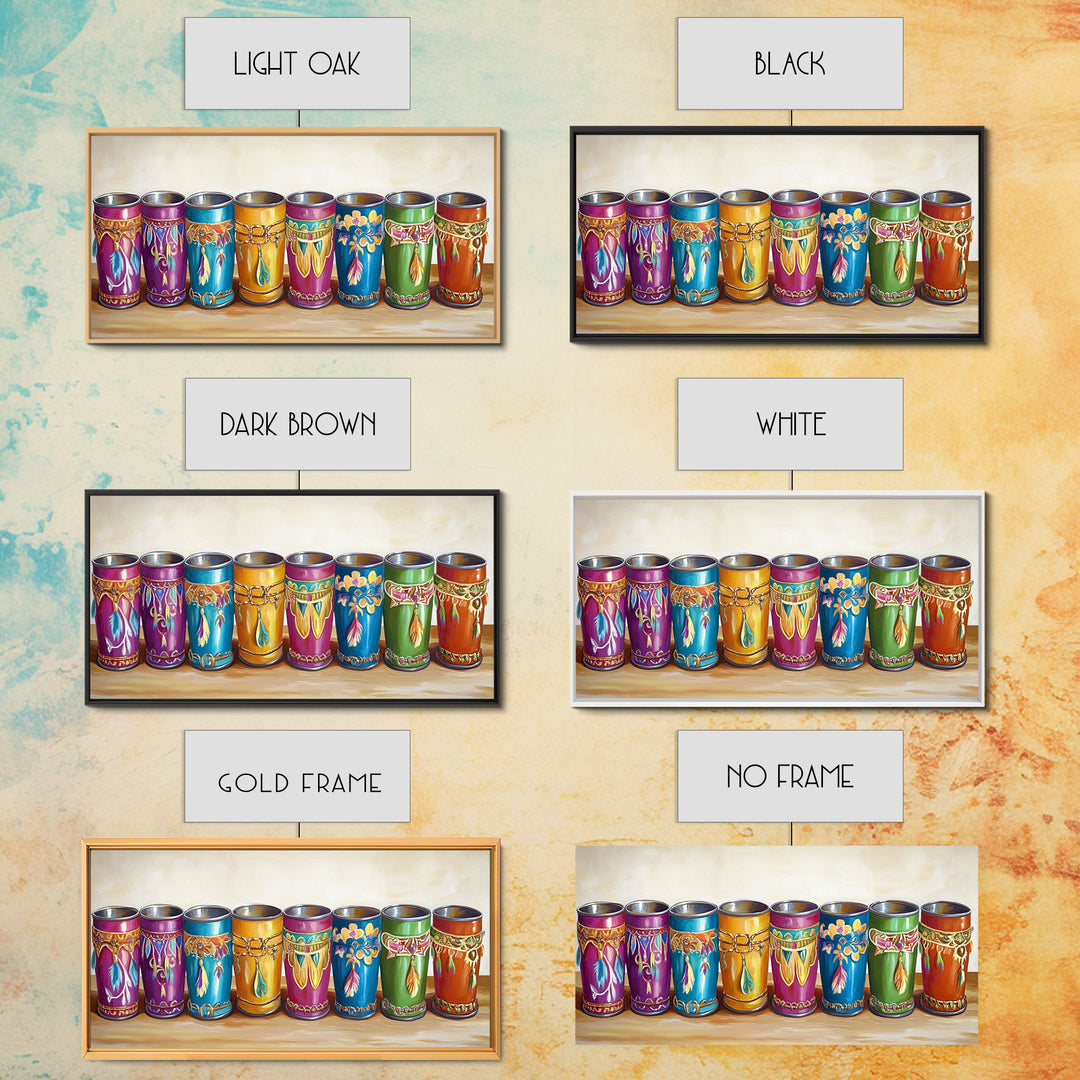 Boho Southwestern Painted Tin Cups Wall Art, Colorful Western Kitchen Decor, Rustic Ranch Canvas Art, Unique Housewarming Gift