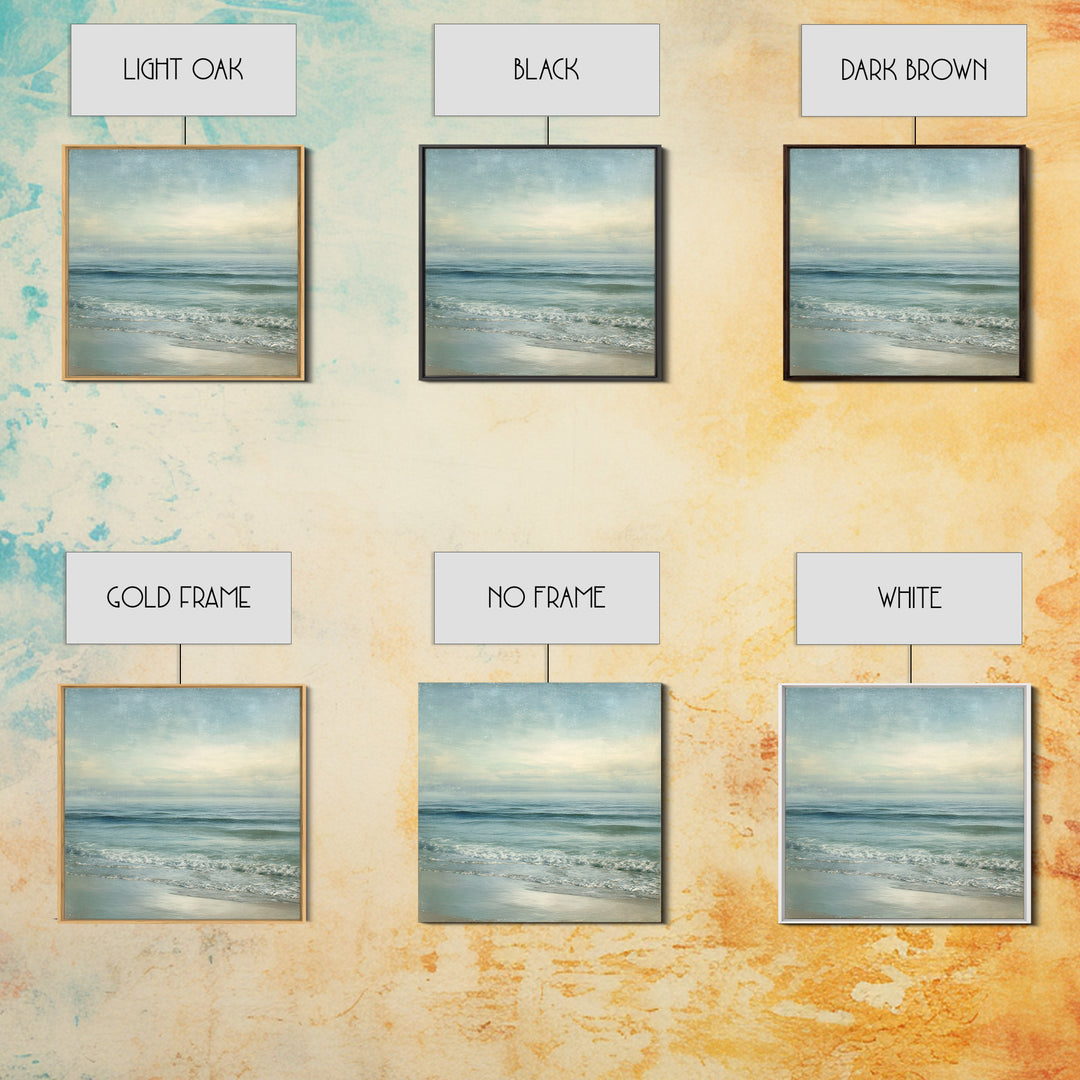 Quiet Moon over a Calm Ocean Horizon Canvas Print, Above Bed Art, Canvas Wall Art, Bedroom Decor, Fine Art, Serenity, ABA-1x1-3