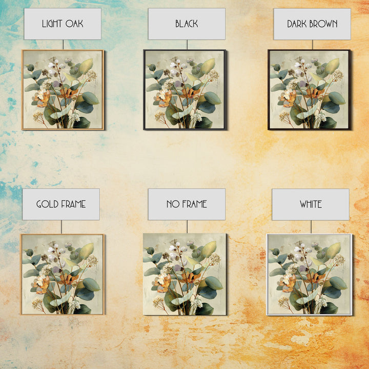 Soft Eucalyptus Branches Arranged Symmetrically Canvas Print, Above Bed Art, Living Room Wall Art, Bedroom Decor, Serenity, ABA-1x1-30