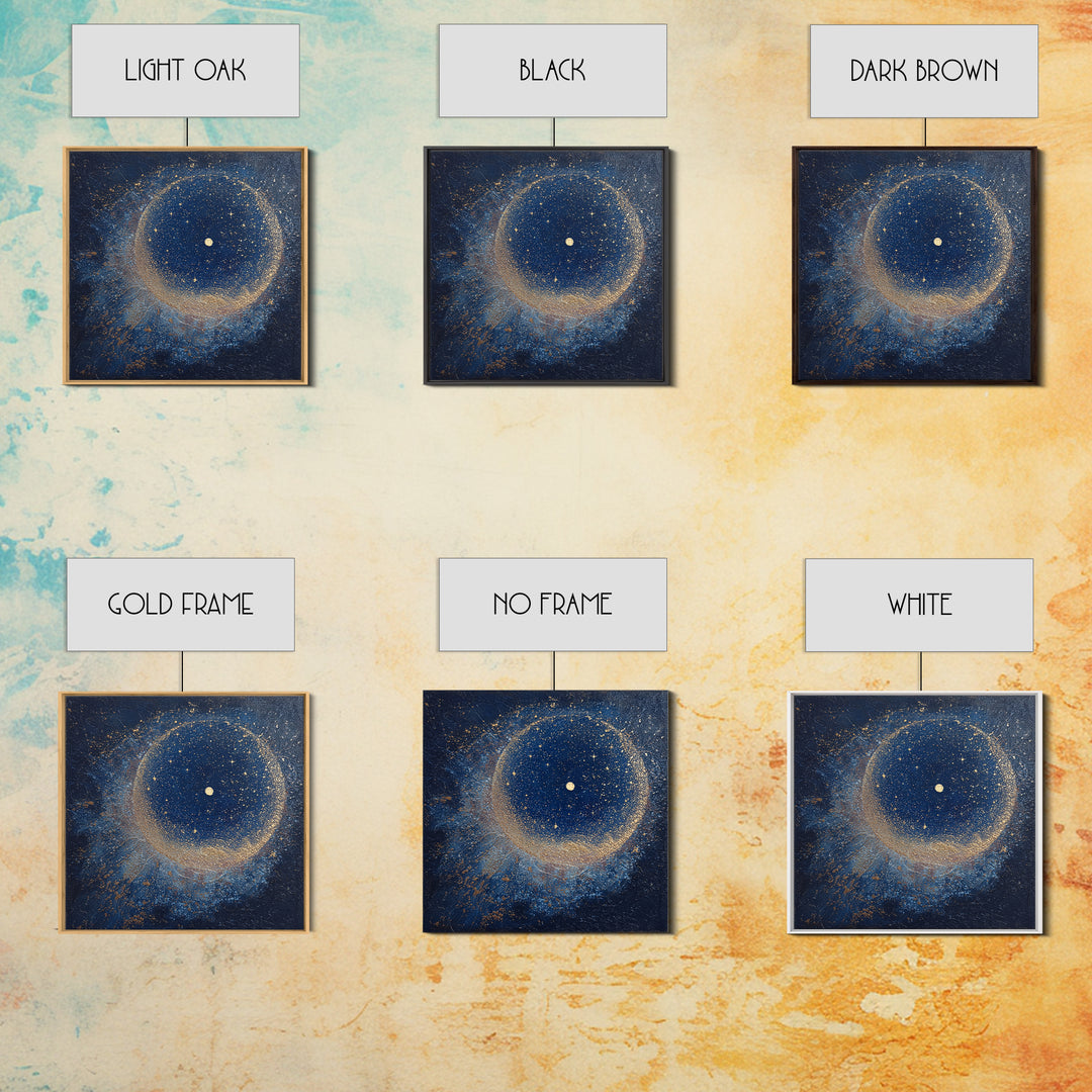 Subtle Celestial Scene Framed Canvas Print, Above Bed Art, Above Bed Decor, Bedroom Decor, Oil Painting, Serenity, ABA-1x1-37