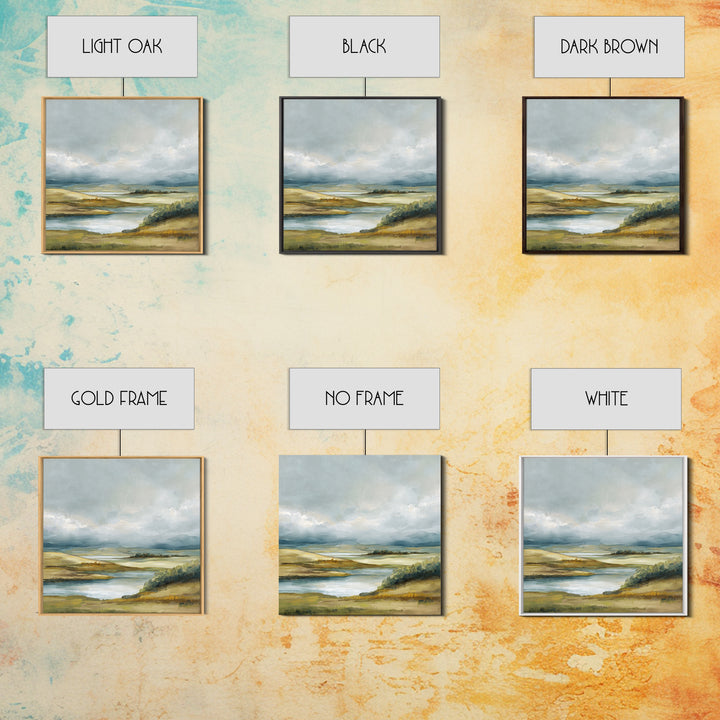 Soft Romantic Landscape Framed Canvas Print, Above Bed Art, Home Decor, Bedroom Decor, Oil Painting, Serenity, Contemporary Art, ABA-1x1-41