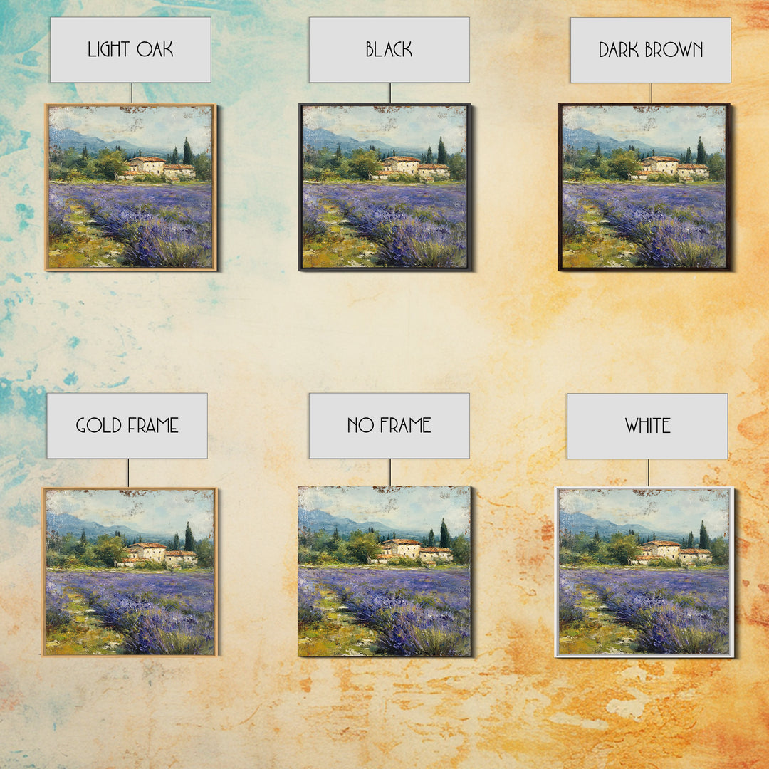 Oversized Lavender Field Framed Canvas Print, Above Bed Art, Dopamine Decor, Bedroom Decor, Oil Painting, Serenity, ABA-1x1-43