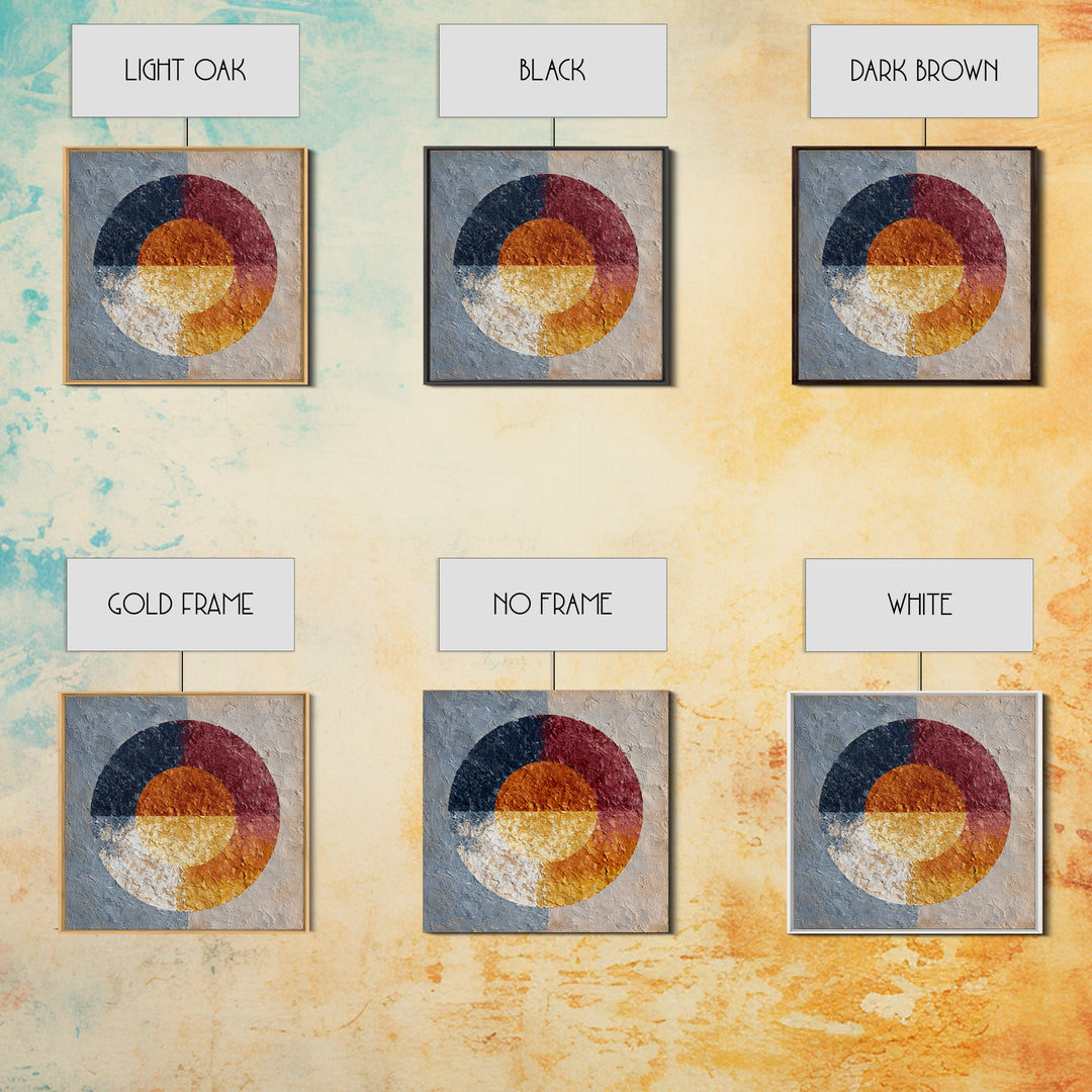 Abstract Sunrise Geometry Framed Canvas Print, Above Bed Art, Bedroom Decor, Abstract Art, Serenity, Boho Decor, Western Decor, ABA-1x1-44