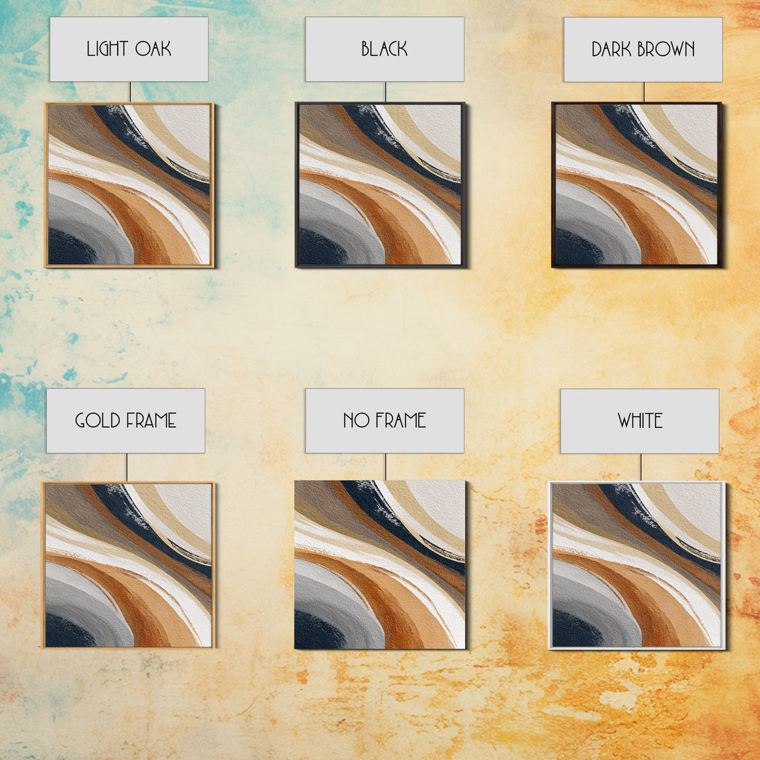 Warm Taupe Abstract Waves Framed Canvas Print, Above Bed Art, Above Bed Decor, Bedroom Decor, Serenity, Minimalist Decor, ABA-1x1-63