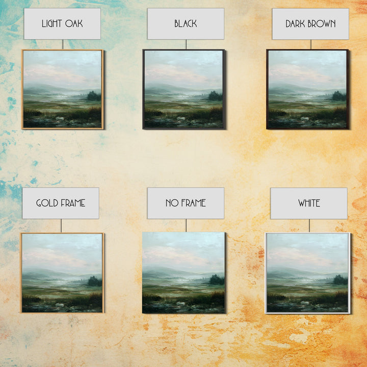 Soft Romantic Landscape Framed Canvas Print, Above Bed Art, Home Decor, Bedroom Decor, Oil Painting, Serenity, Contemporary Art, ABA-1x1-65
