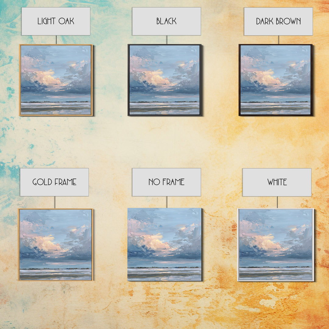 Tranquil Cloudscape with Blush Undertones Canvas Print, Above Bed Art, Room Decor, Bedroom Decor, Fine Art, Serenity, ABA-1x1-77