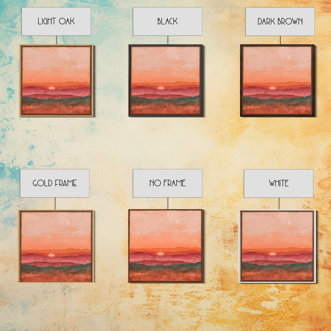 Dreamy Desert Sunset Framed Canvas Print, Above Bed Art, Modern Decor, Bedroom Decor, Fine Art, Serenity, Digital Prints, ABA-1x1-79