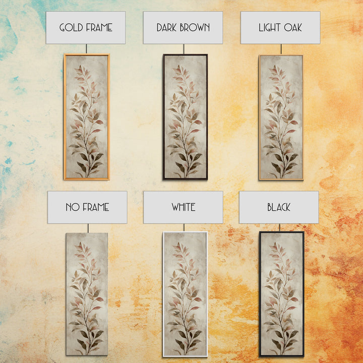 Tonal Botanical Shadows on Plaster Surface Canvas Print, Above Bed Art, Textured Wall Art, Bedroom Decor, Oil Painting, ABA-1x3-59