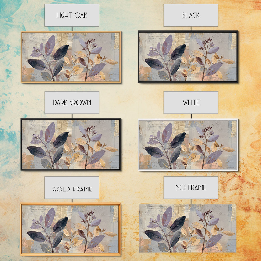 Tonal Botanical Shadows on Plaster Surface Framed Canvas Print, Above Bed Art, 3 Piece Wall Art, Bedroom Decor, Serenity, ABA-2x1-67