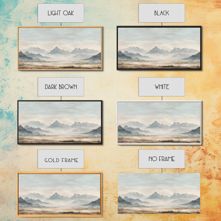 Panoramic Misty Mountain Landscape Canvas Print, Above Bed Art, Textured Wall Art, Bedroom Decor, Fine Art, Serenity, ABA-2x1-69