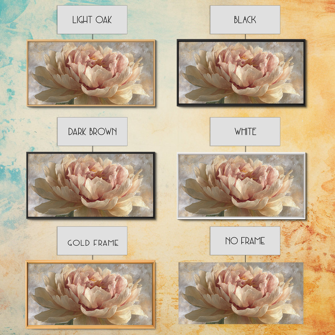 Romantic Oversized Peony Bloom on Warm Linen Canvas Print, Above Bed Art, Digital Art, Bedroom Decor, Fine Art, Serenity, ABA-2x1-94