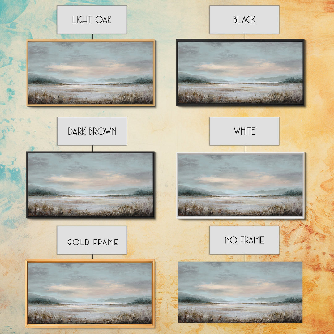 Tranquil Cloudscape with Blush Undertones Framed Canvas Print, Above Bed Art, Digital Print, Bedroom Decor, Fine Art, Serenity, ABA-2x1-97