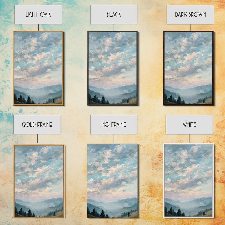 Tranquil Cloudscape with Blush Undertones Framed Canvas Print, Above Bed Art, Digital Art, Bedroom Decor, Fine Art, Serenity, ABA-2x3-13