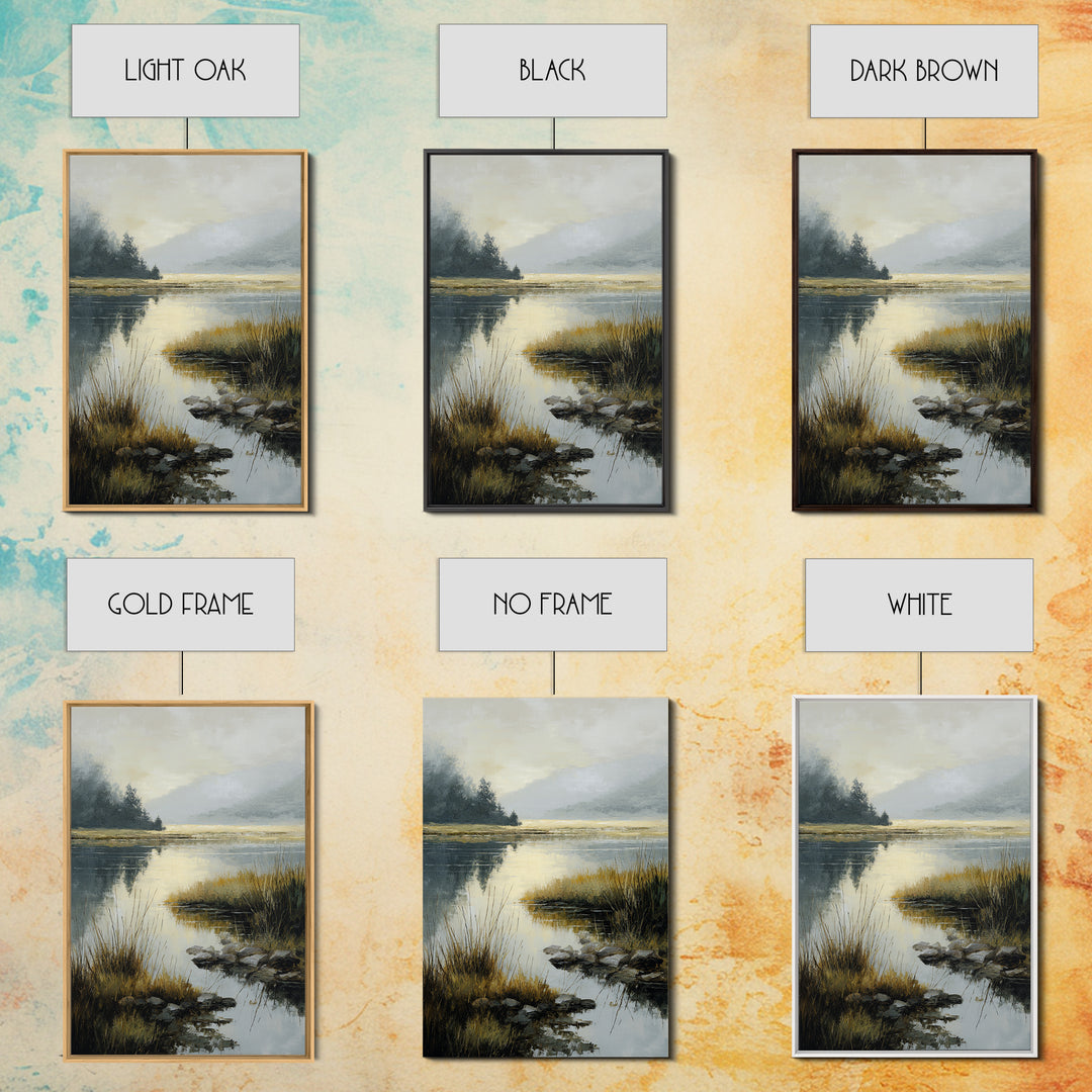 Calming Lake Reflection Framed Canvas Print, Above Bed Art, Gallery Decor, Bedroom Decor, Fine Art, Serenity, Wall Art, ABA-2x3-19