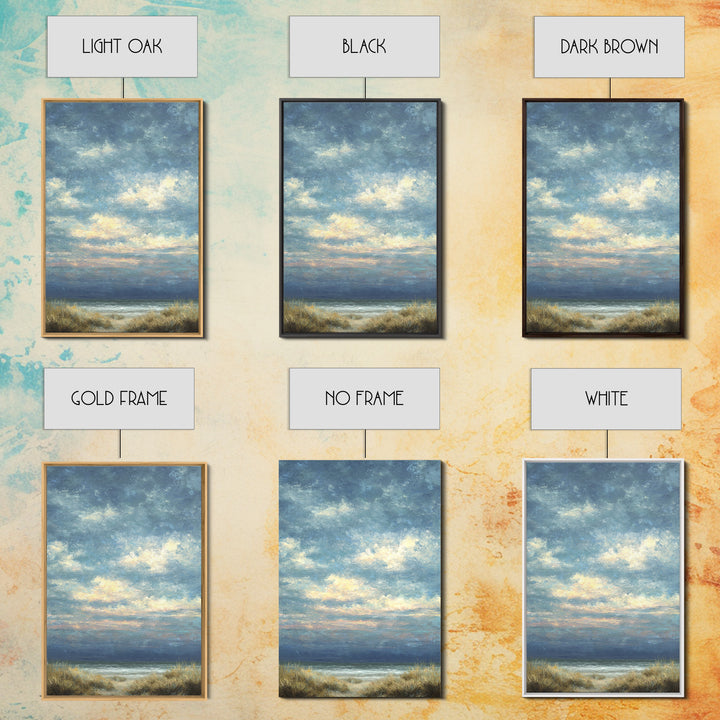 Tranquil Cloudscape with Blush Undertones Framed Canvas Print, Above Bed Art, Digital Art, Bedroom Decor, Fine Art, Serenity, ABA-2x3-37