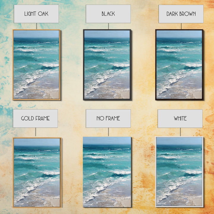 Serene Ocean Tide Seen from Above Framed Canvas Print, Above Bed Art, Dorm Decor, Bedroom Decor, Serenity, Dopamine Decor, ABA-2x3-53