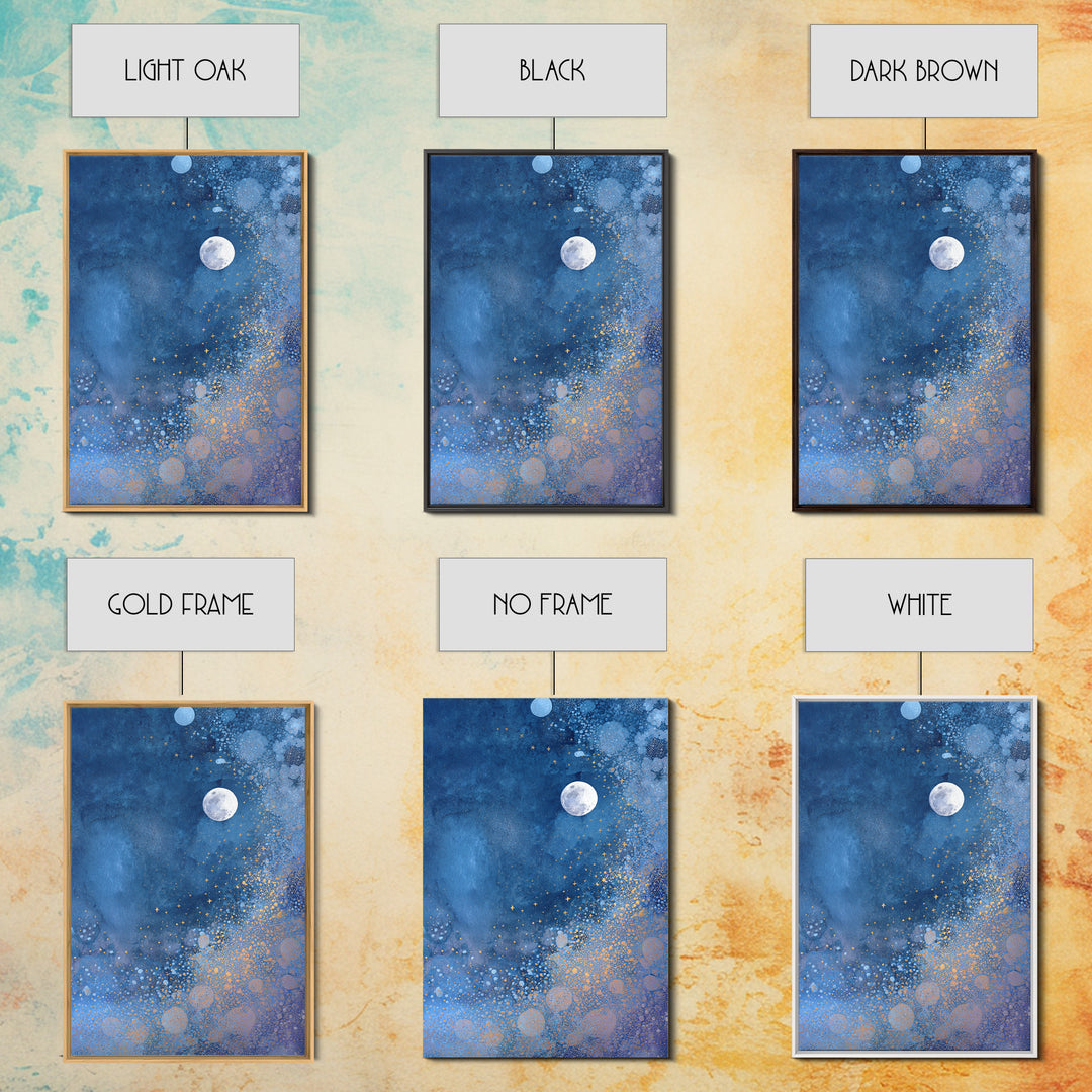 Subtle Celestial Scene Framed Canvas Print, Above Bed Art, Bedroom Decor, Fine Art, Serenity, Boho Decor, Western Decor, ABA-2x3-69