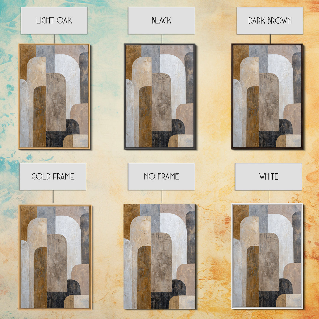 Neutral Abstract Arches Framed Canvas Print, Above Bed Art, Boho Decor, Bedroom Decor, Abstract Art, Serenity, ABA-2x3-84