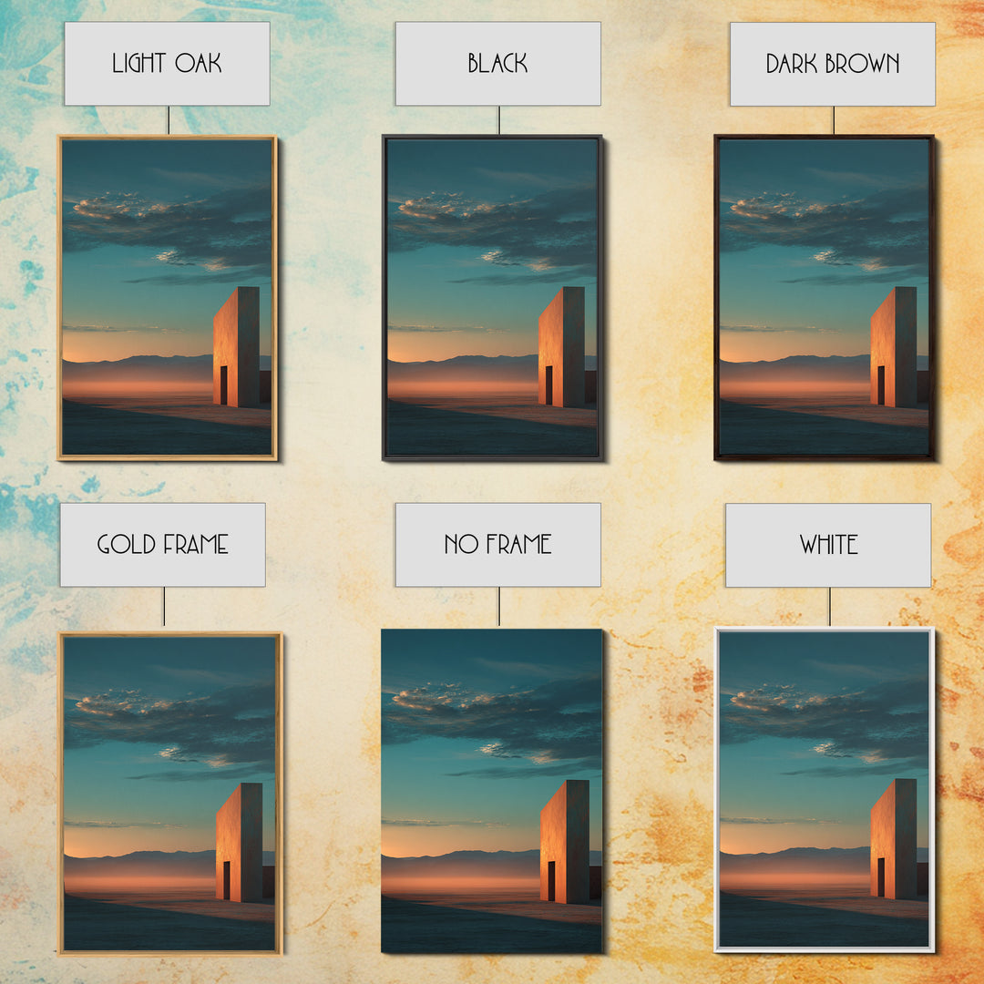 Dreamy Desert Sunset Framed Canvas Print, Above Bed Art, Living Room Decor, Bedroom Decor, Oil Painting, Serenity 487, ABA-2x3-87