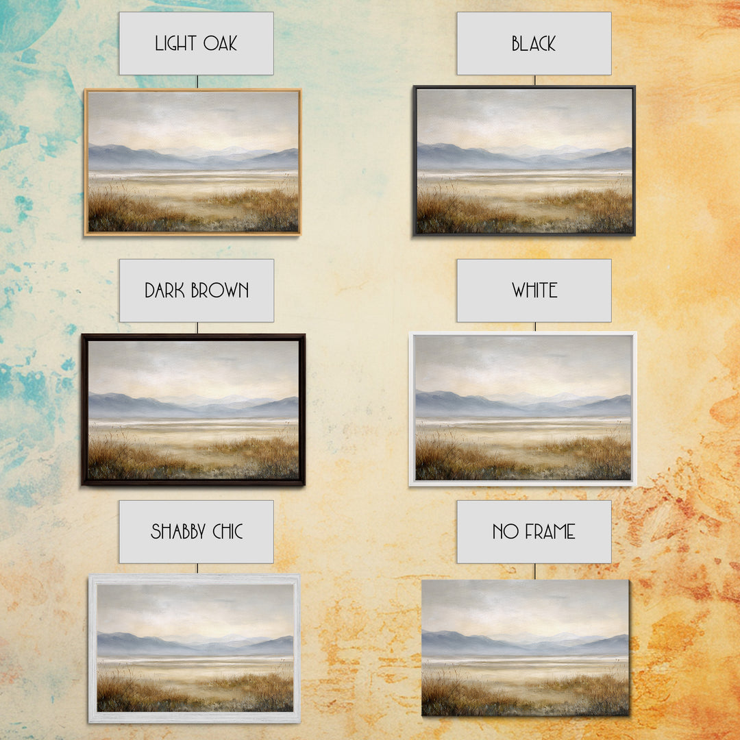 Panoramic Misty Mountain Landscape Framed Canvas Print, Above Bed Art, Home Decor, Bedroom Decor, Fine Art, Serenity, ABA-3x2-77