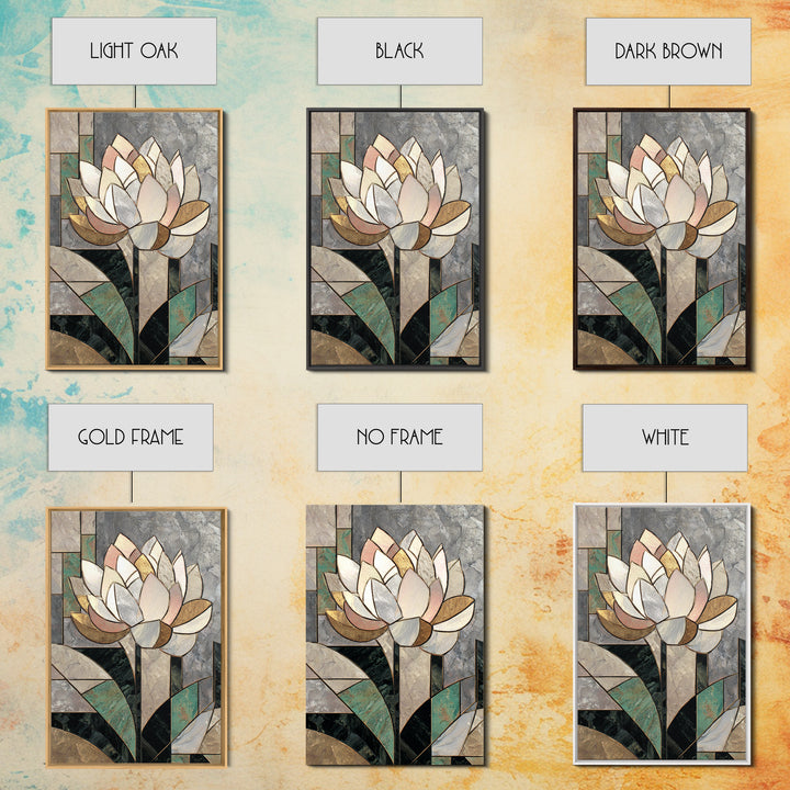 Geometric Lotus Flower Framed Canvas Print, Art Deco Art, Art Deco, Living Room Decor, Watercolor Art, Glamour, ADA-2x3-20