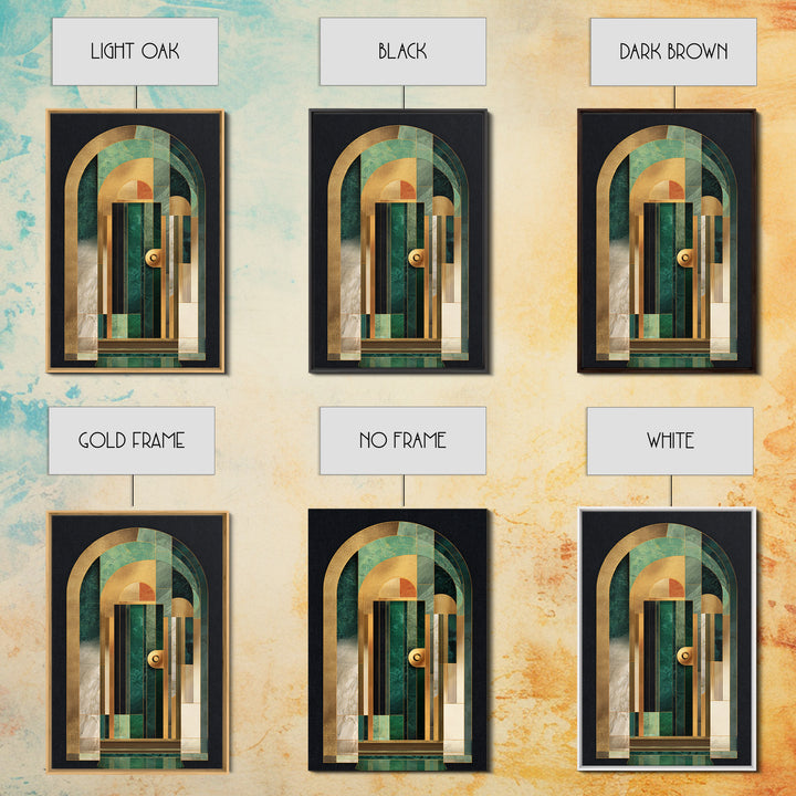 Deco Doorway Study Framed Canvas Print, Art Deco Art, Mid Century Modern, Living Room Decor, Abstract Art, Glamour, ADA-2x3-47