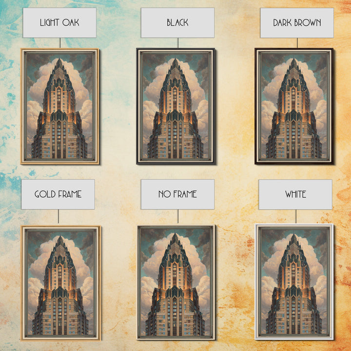 Stylized Skyscraper Crown Canvas Print, Art Deco Art, Wall Decor, Living Room Decor, Fine Art, Glamour, Abstract Art, ADA-2x3-54