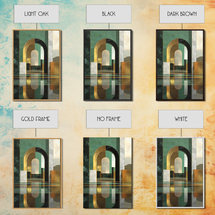Deco Doorway Study Canvas Print, Art Deco Art, Blue Wallpaper, Living Room Decor, Oil Painting, Glamour, Minimalist Decor, ADA-2x3-95