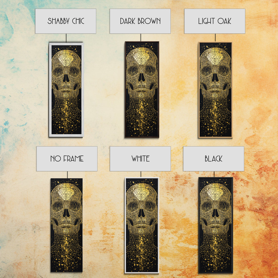 Golden Cracked Skull Portrait Wall Art, Black And Gold Art, Gothic Abstract Canvas Print, Dark Statement Home Decor Gift