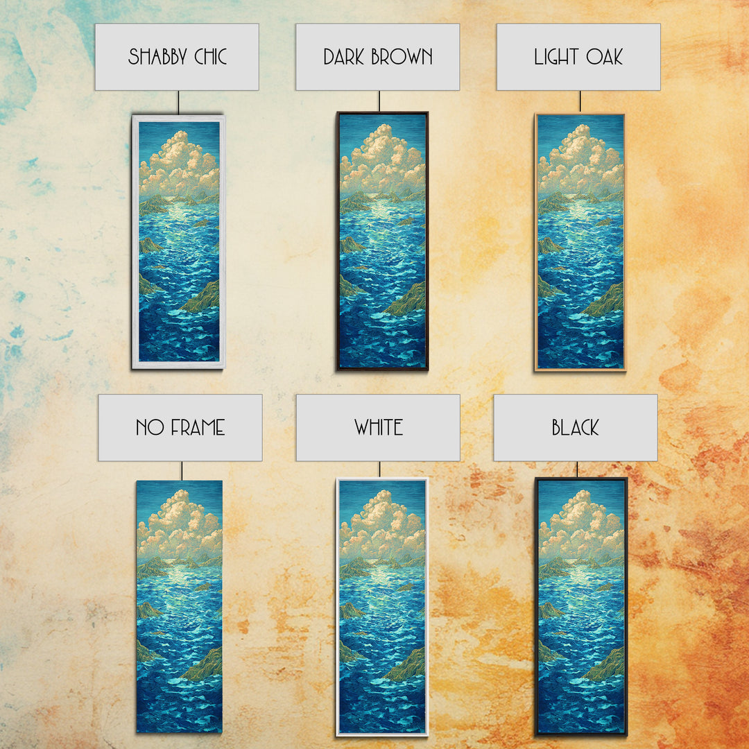 Turquoise Ocean With Golden Clouds Canvas Print, Blue Seascape Wall Art, Dreamy Nature Scene Art, Coastal Home Decor Gift