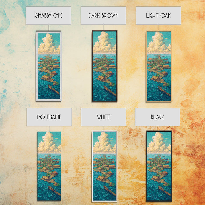 Floating African Water Village Wall Art, Turquoise Ocean Huts, Afrocentric Decor, African Landscape, Coastal Canvas Print