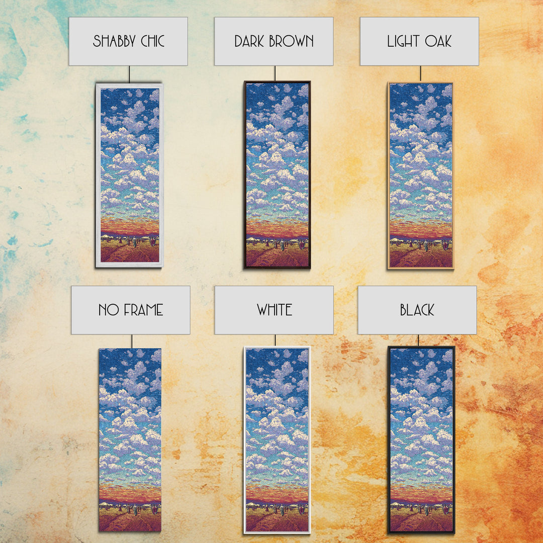 Sunset Cloud Prairie Landscape Framed Canvas Print, Dreamy Sky Wall Art, Nature Scene Art For Living Room Decor, Housewarming Gift