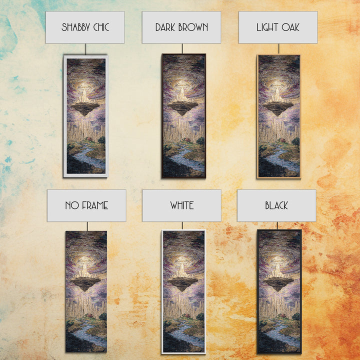 Luminous Floating Island Waterfall Celestial Sky Wall Art, Dreamy Nature Scene Art, Abstract Landscape, Living Room Decor