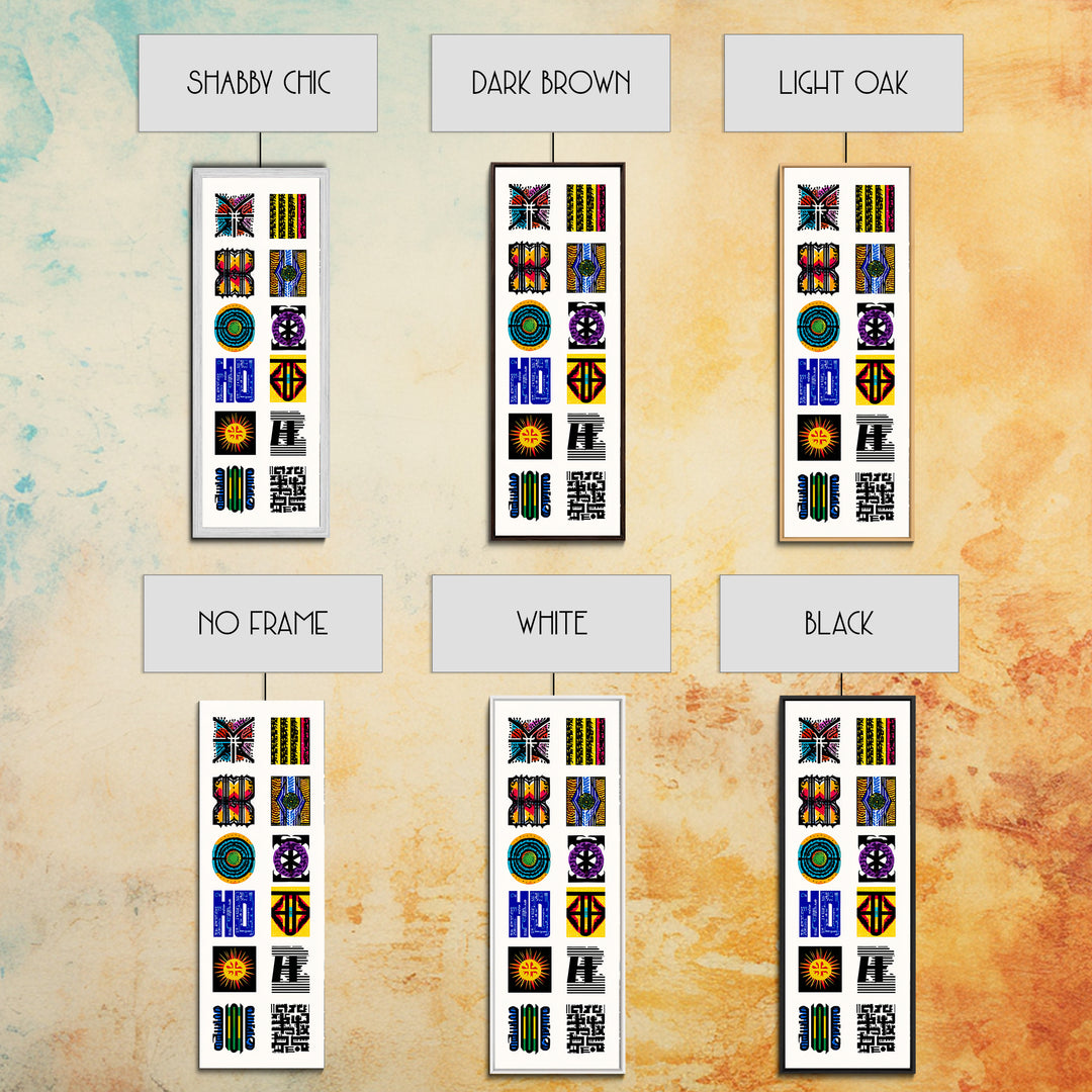 Colorful African Pattern Wall Art, Tribal Textile Symbols, Ankara Inspired Geometric Decor, Afrocentric Gallery Print Set
