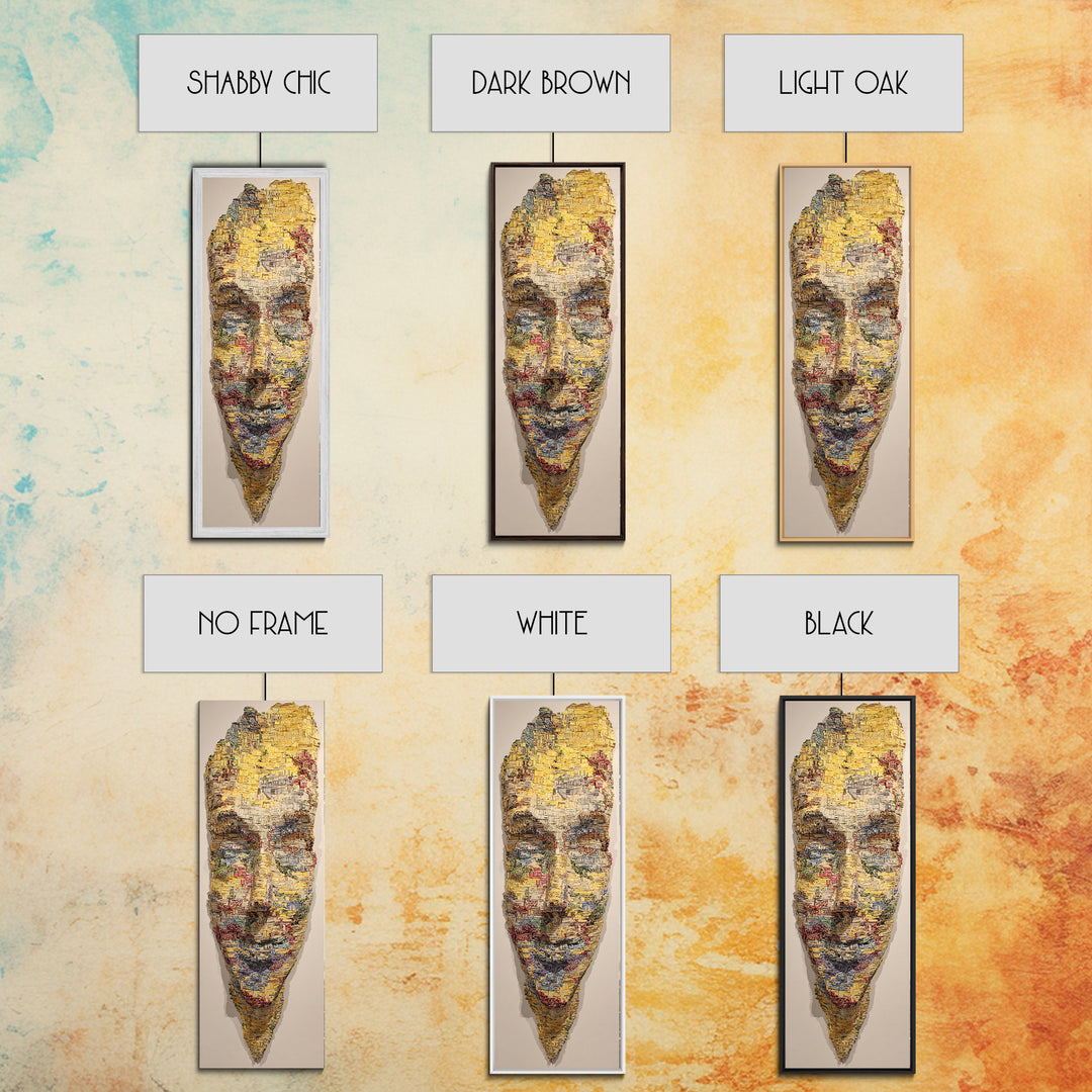 Textured Yellow African Mask Portrait Wall Art, Abstract Tribal Face, Modern Afrocentric Decor, Cultural Home Decor Gift